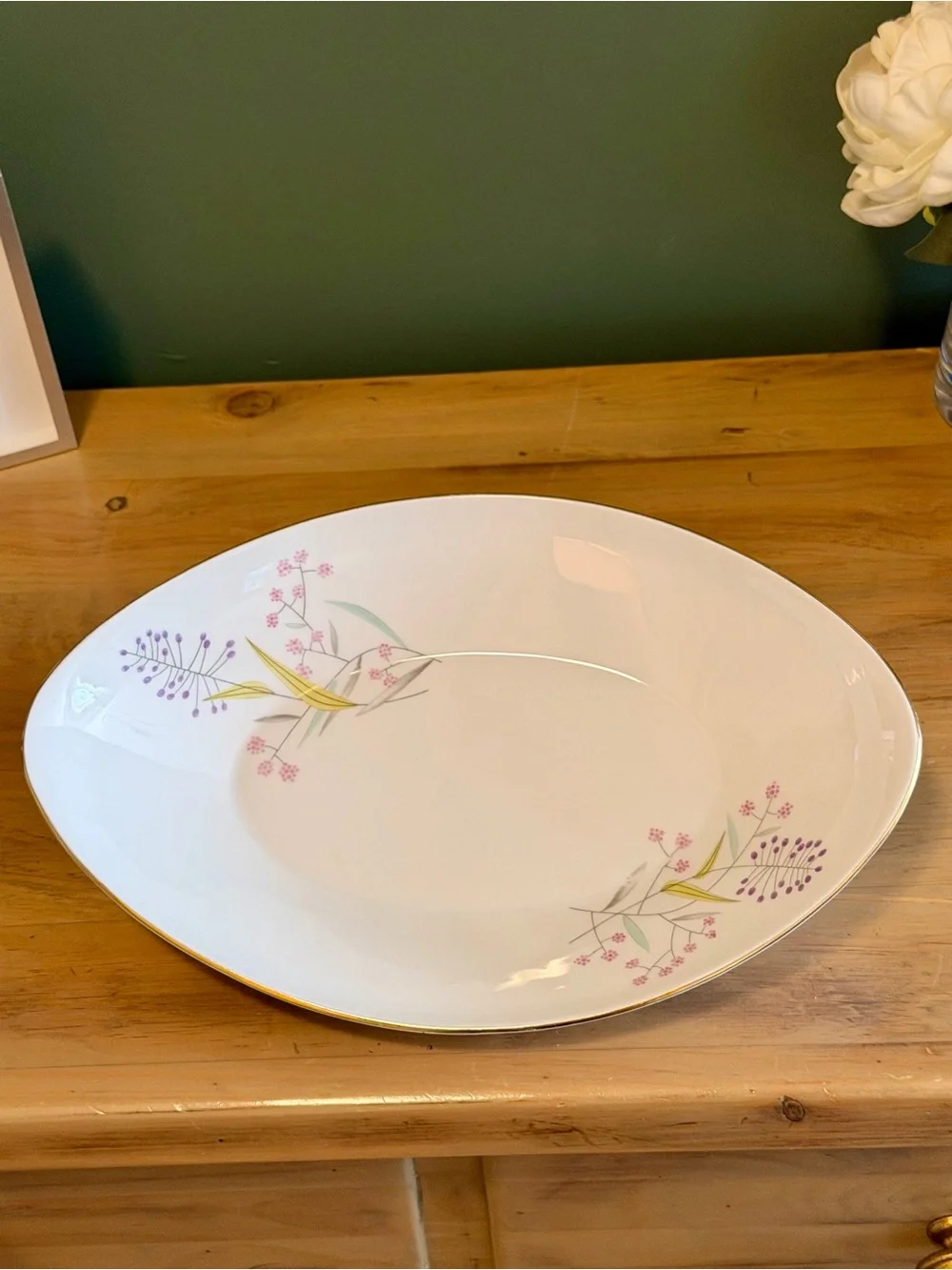 Vintage Bohemian Fine China Czechoslovakia MCM Floral Serving Bowl 🌸